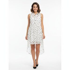 Honey Store Audrey Skull Print Hi-Low Dress – White/Black, Size M NWT